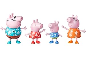 Peppa Pig Toys Peppa's Family Holiday, 4 Family Figures in Tropical Holiday Outfits, Preschool Toys for 3 Year Old Girls and Boys and Up