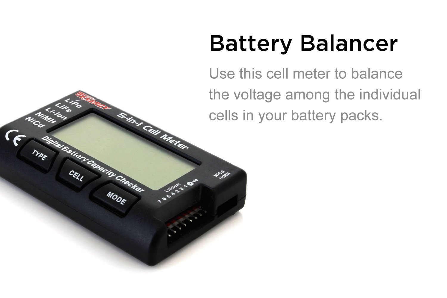 Tenergy 5in1 Battery Meter, Intelligent Cell Meter Digital Battery
