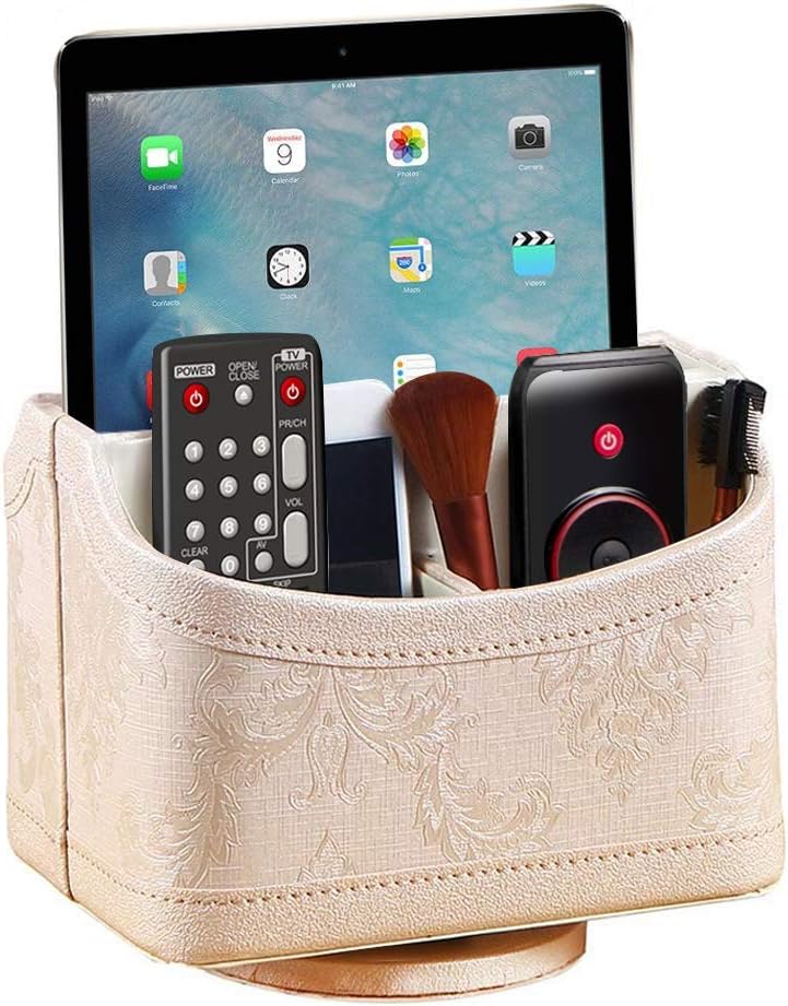 Yapishi Gold Flower Pattern Leather Remote Control Holder 360 Degree Spinning Desk Tv Remote Caddy Box Nightstand Organizer For Controller Media Cosmetic Mobile Phone Pen Pencil Stationery Storage Amazon Ca Office Products