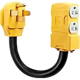 50 Amp to 20 Amp 110V RV Distribution Adapter,NEMA 14-50P to 4 X 5-20R/15R RV 4-Prong to Mutiple Household Outlet w/ 20Amp Ci