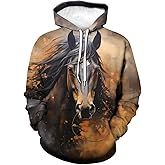 TiwBski Unisex Horse Pattern Hoodie Novelty Animal Print Sweatshirt Hooded Pullover with Pocket