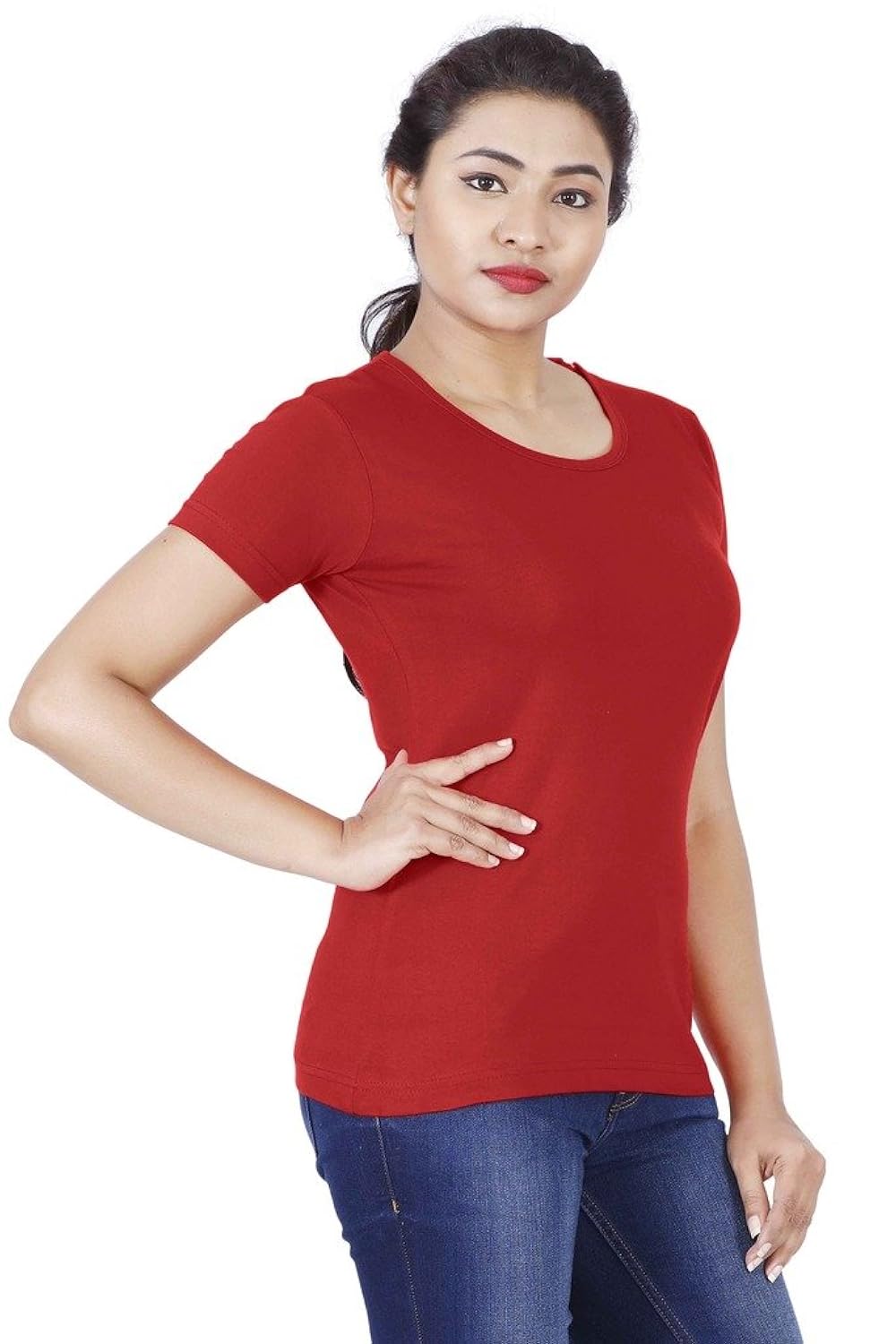 fleximaa women's cotton round neck plain t-shirt (pack of 2)