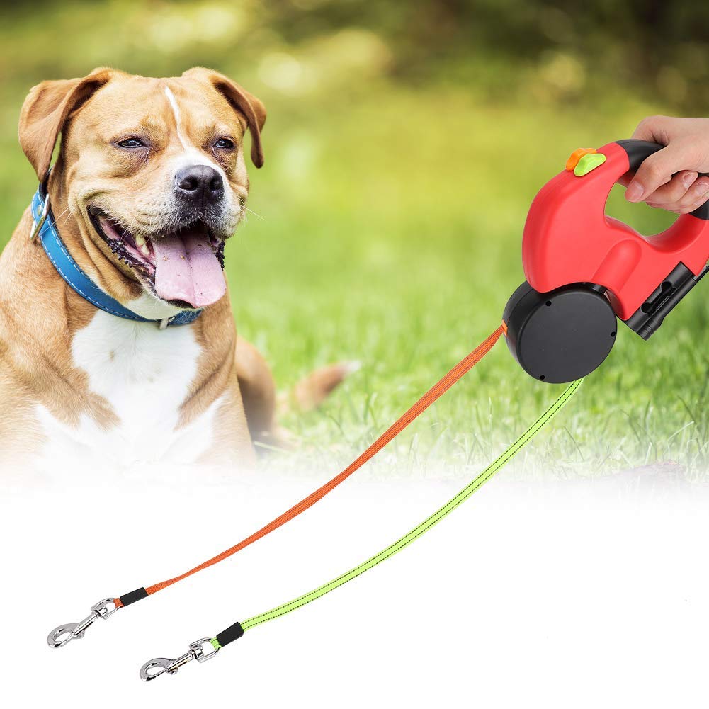 Retractable Dog Leash Free Pet Retractable Double-headed Traction Rope Walking Free Leash With LED But No Battery(red)