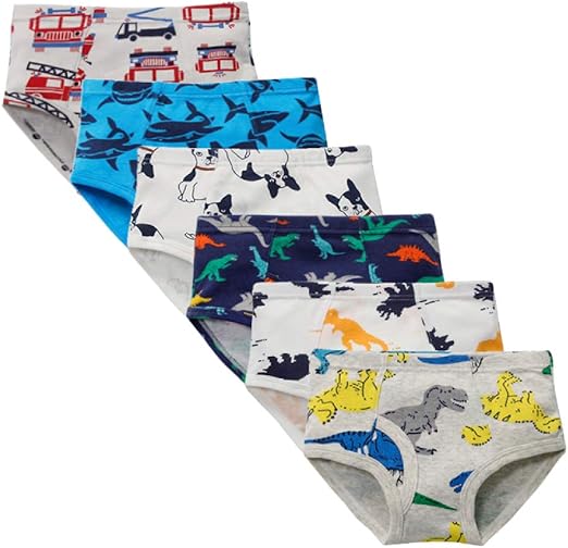 3//6 Pack Little Boys Briefs Dinosaur Truck Toddler Kids Underwear Cotton Briefs