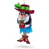 Stylish Penguin Blown Glass Christmas Ornament