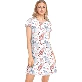vvfelixl Sleep Shirt for Women,Polar Bears Playing Women Nightgown Pj Dress Lounge Sleepwear Short Sleeve S