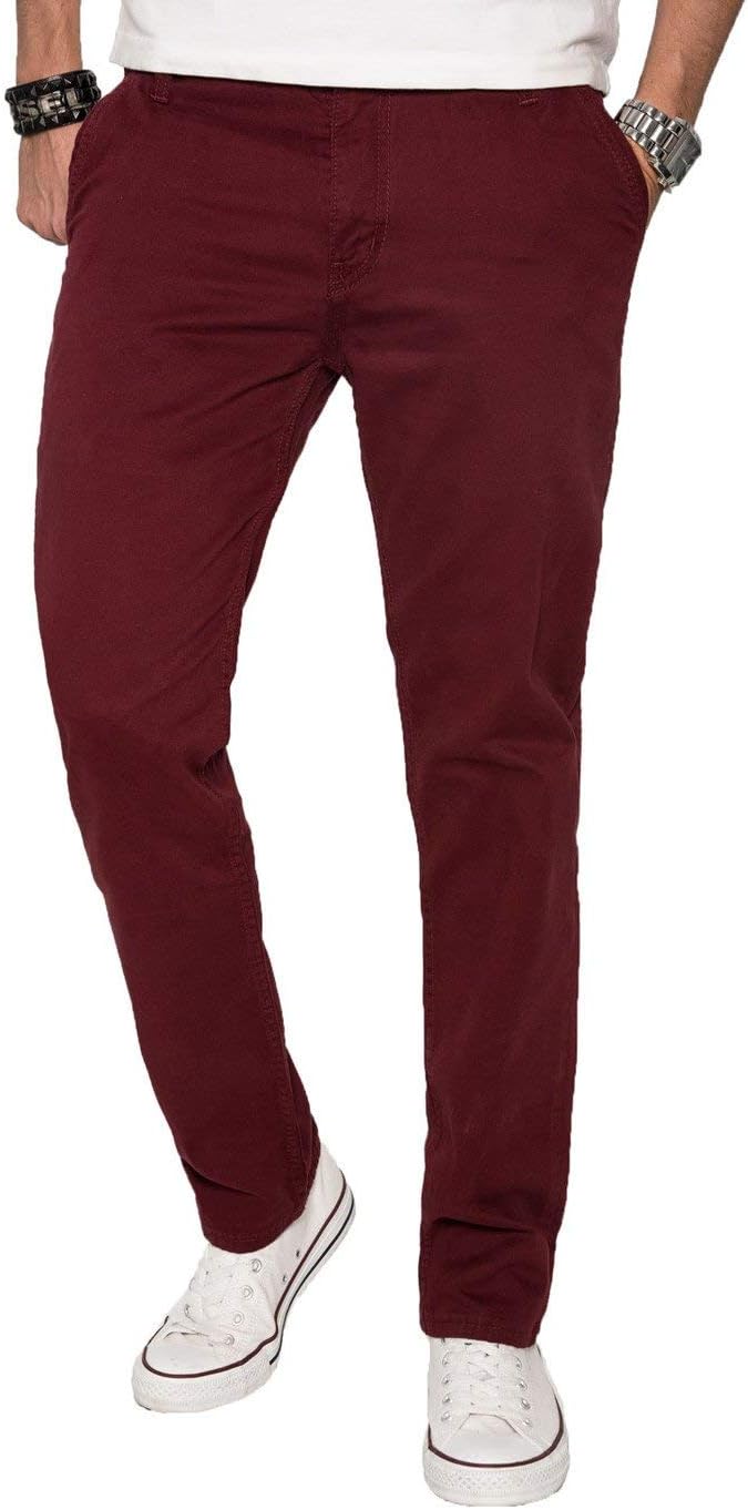 A. Salvarini Mens Designer Chino Pants Regular Fit Casual Trousers Straight Leg AS016