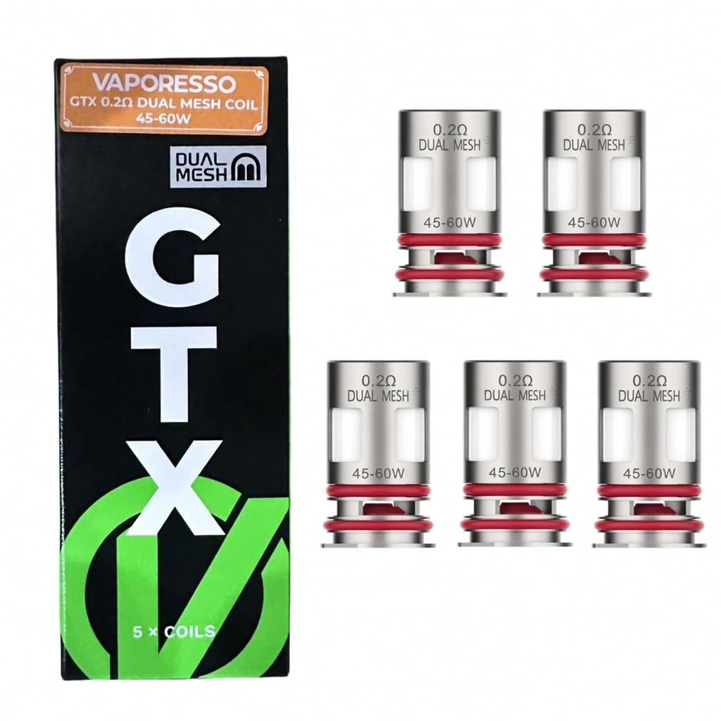 Vaporesso GTX Replacement Coils, 0.2ohm, Mesh, Sub-Ohm Coil for Enhanced Flavour and Vapour, Compatible for Luxe XR Max, Luxe X Pro Kit, Vaporesso Vaping Coils, Pack of 5, No Nicotine