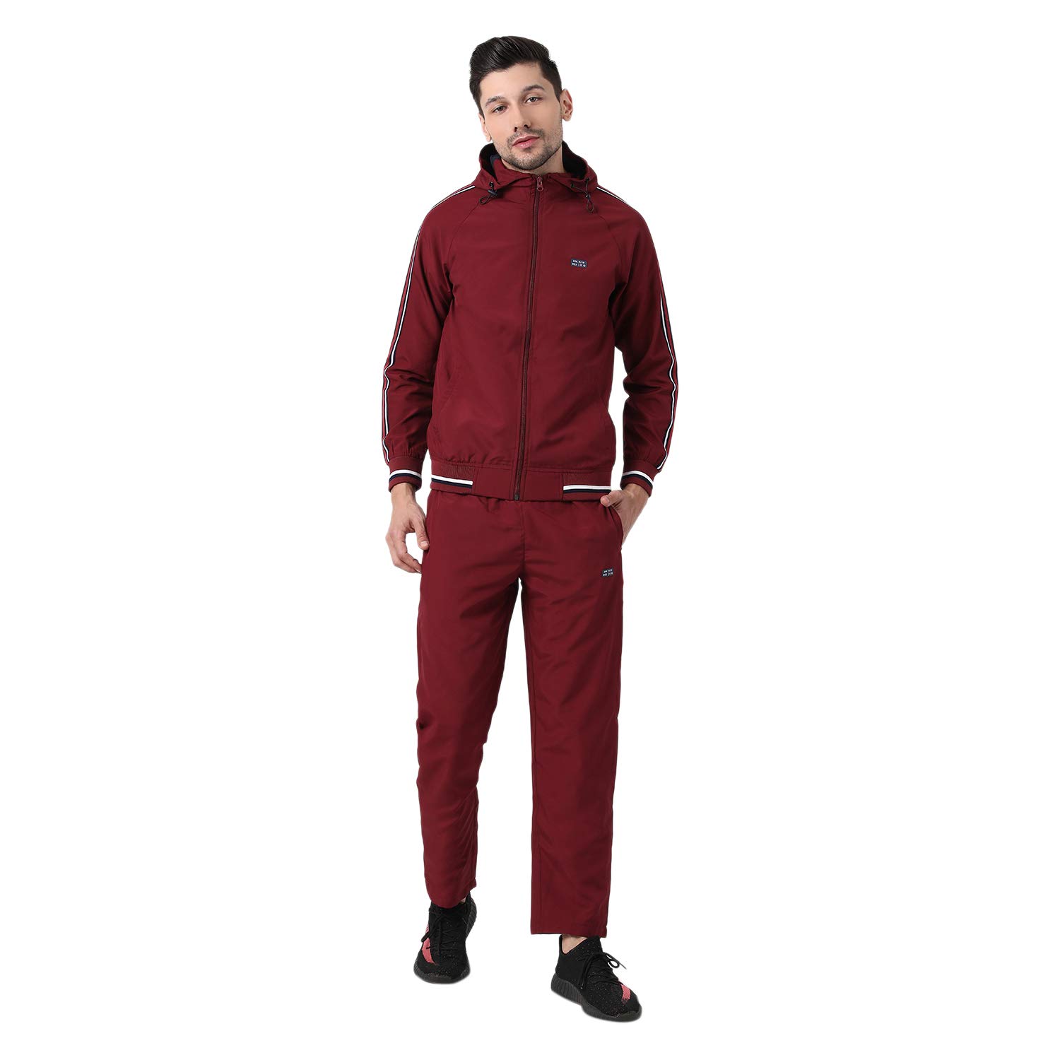 maroon colour tracksuit