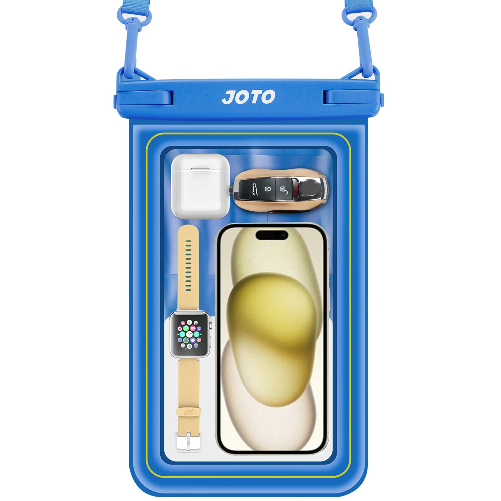 JOTO IP68 Large Floating Waterproof Phone Pouch Up to 7.5", Floatable Underwater Phone Case Cellphone Dry Bag for iPhone 16 15 14 13 12 11 Pro Max Xs Max XR X 8 7 Plus SE/Galaxy S24 S23 S22 -Blue