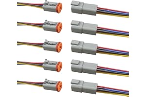 KITUREK 4 Pin Deutsch Car Waterproof Electrical Connector with 17AWG Cable Wire, 4 Way Automotive Male and Female Plug Wiring Harness, 4 Wire DT Pigtail for Cars, Boats, Trucks