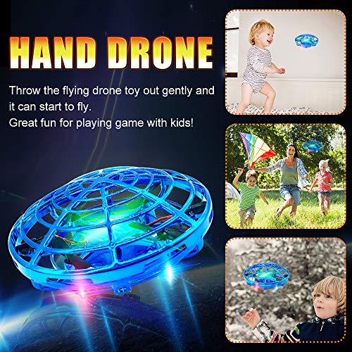Hand Drones, Hand Operated Drones, econoLED Boy Toys Kids Hand Controlled Flying Ball Drone,Hands Free Mini Flying Ball Helicopter with 2 Speed & 5 LED Lights for Boys, Girls, Kids Gift (Blue) - Thumbnail 6