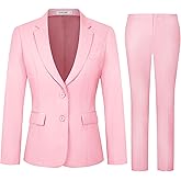 Kelyaa Women's 2 Piece Suit Lady 2 Button Business Work Office Slim Fit Blazer Jacket Pants Set