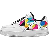 Men's Gradient Leather Sneakers: Low-Top Fashion Shoes Striped