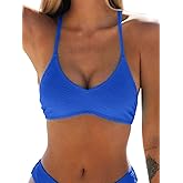 CUPSHE Bikini Top for Women Bathing Suit Criss Cross Self Tie Spaghetti Straps V Neck