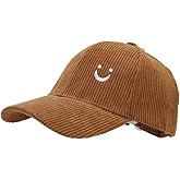 YuMENo Unisex Smile Face Corduroy Baseball Cap Adjustable Low Profile Cotton Dad Hat
