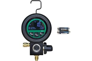 VIVANTECH Digital Manifold HVAC Gauge – Professional Refrigerant Pressure Tester with 24 Refrigerant Database, Vacuum & Leak Test, Backlit, Dual Temperature Reading for AC & Refrigeration Maintenance