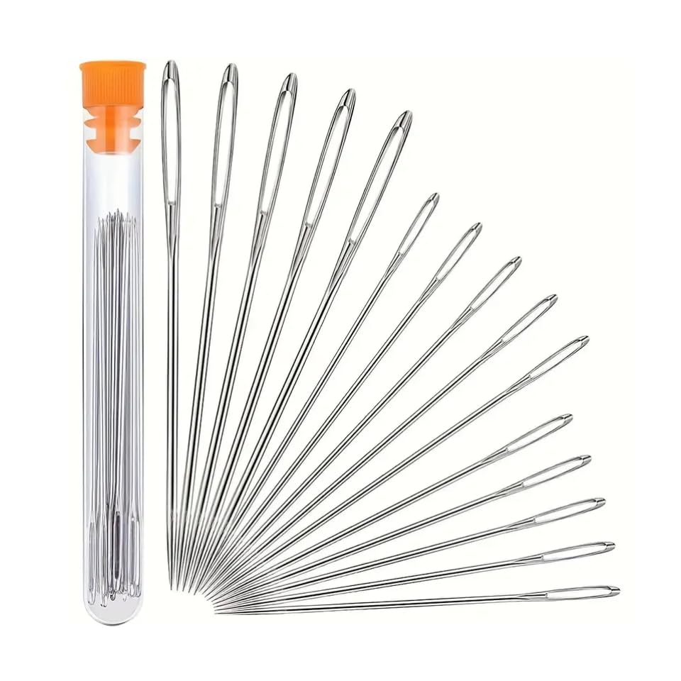 Photo 1 of Generic 15PCS Large Eye Sewing Needles, 3 Sizes, Stainless Steel, Silver, Straight, Handmade Yarn Knitting Needles for Hand Sewing Art Crafts