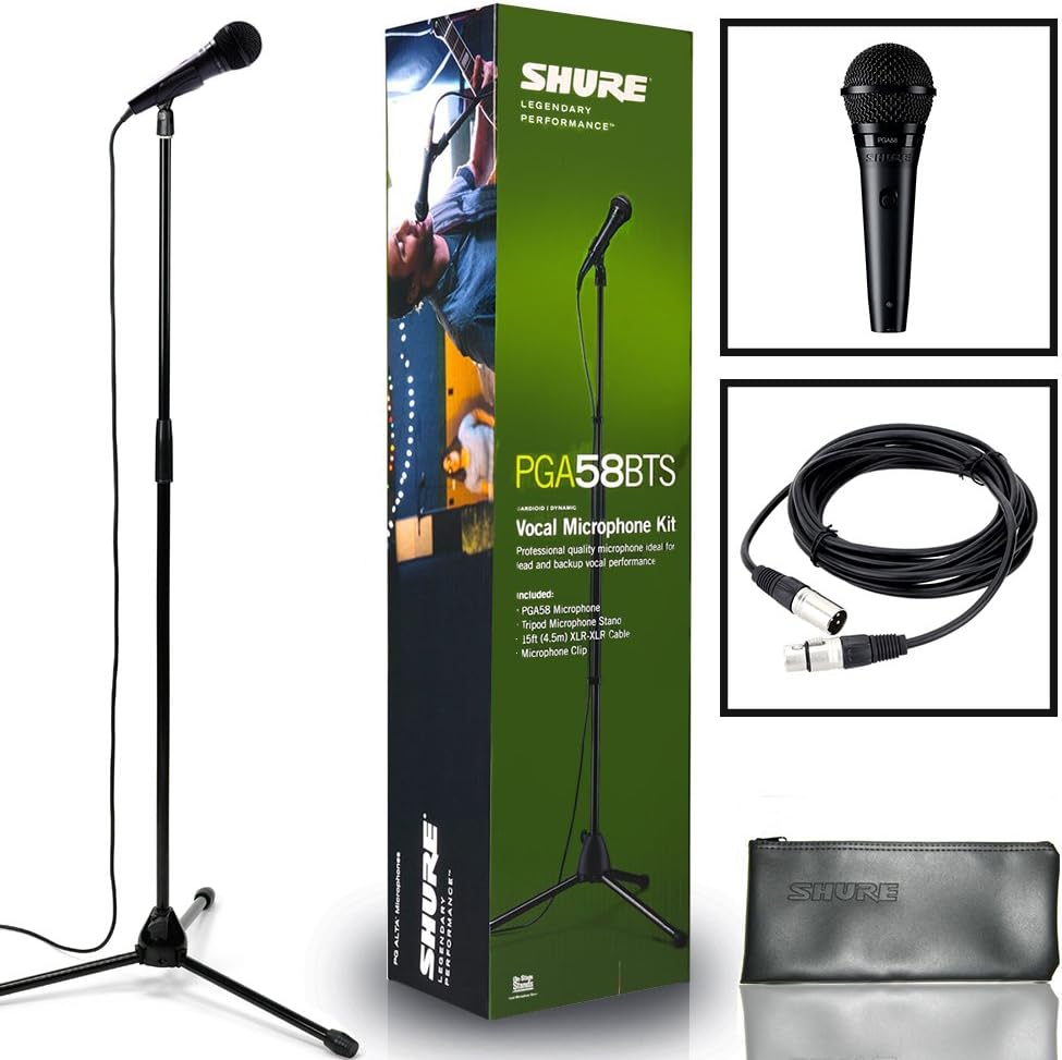 Shure PGA58BTS Cardioid Dynamic Vocal Microphone Package Featuring