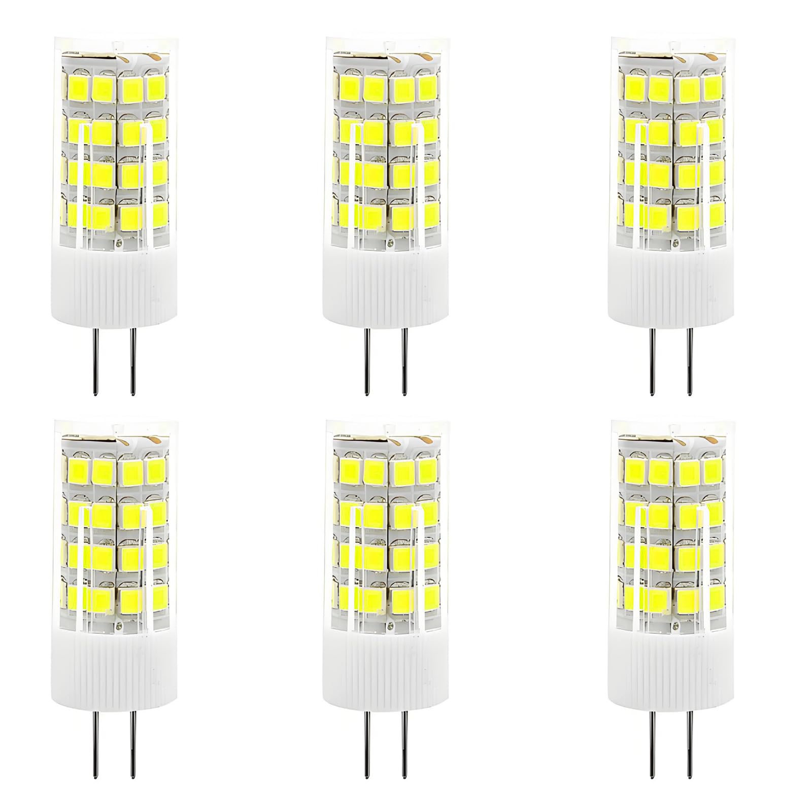 HUAMu 6-Pack G4 AC/DC 12V LED Light Bulb, 5 Watt, 500 Lumen, Cool White 6000K, 360° Beam Angle, 50W Equivalent, G4 Halogen/Xenon/Incandescent Replacement Bulb, Not-Dimmable|UK-Stock