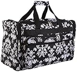 World Traveler Black Damask Duffle Bag 22-inch