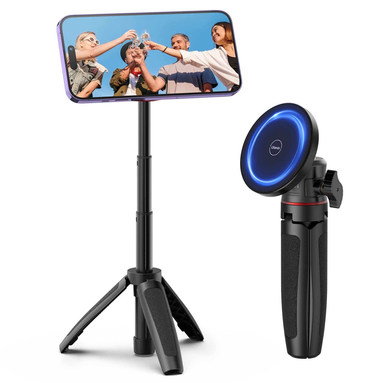 Photo 1 of ULANZI Magnetic Cell Phone Tripod Compatible with MagSafe, Mini Extendable Selfie Stick 360° Ball Head Tripod Stand Handle Grip for iPhone 17 16 15 14 13 12