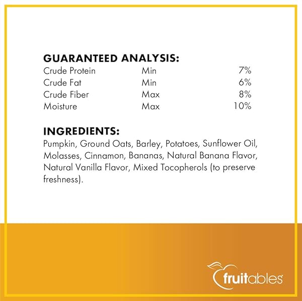 FRUITABLES BAKED DOG TREATS, HEALTHY PUMPKIN TREAT FOR DOGS, LOW CALORIE & DELICIOUS, NO WHEAT, CORN OR SOY, MADE IN THE USA, PUMPKIN AND BANANA FLAVOR, 7OZ