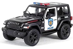KiNSMART - Jeep Wrangler Rubicon Off Road 4x4 5 inch 1:34 Scale Die Cast Model Replica Toy Car (Rescue Police)