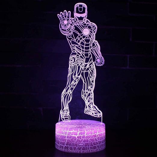 Marvel Iron Man 3D Nachtlicht führte Stereo Tischlampe Kind Geburtstagsgeschenk-Bunte Note 