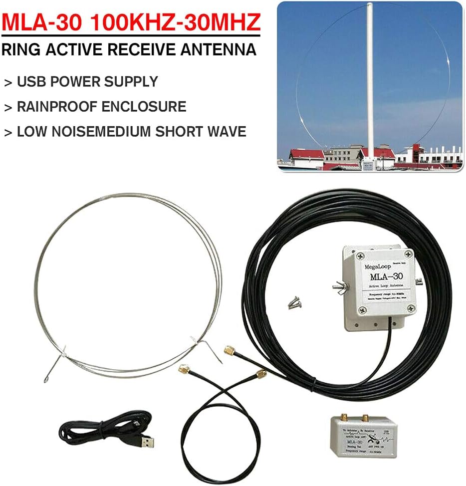 MLA30 Loop Antenna Active Receiving Antenna 100kHz 30MHz for Short Wave Radio Rainproof