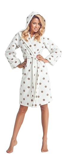 Damen Luxus, und Weich Kurz Tupfen Bademantel Morgenmantel
