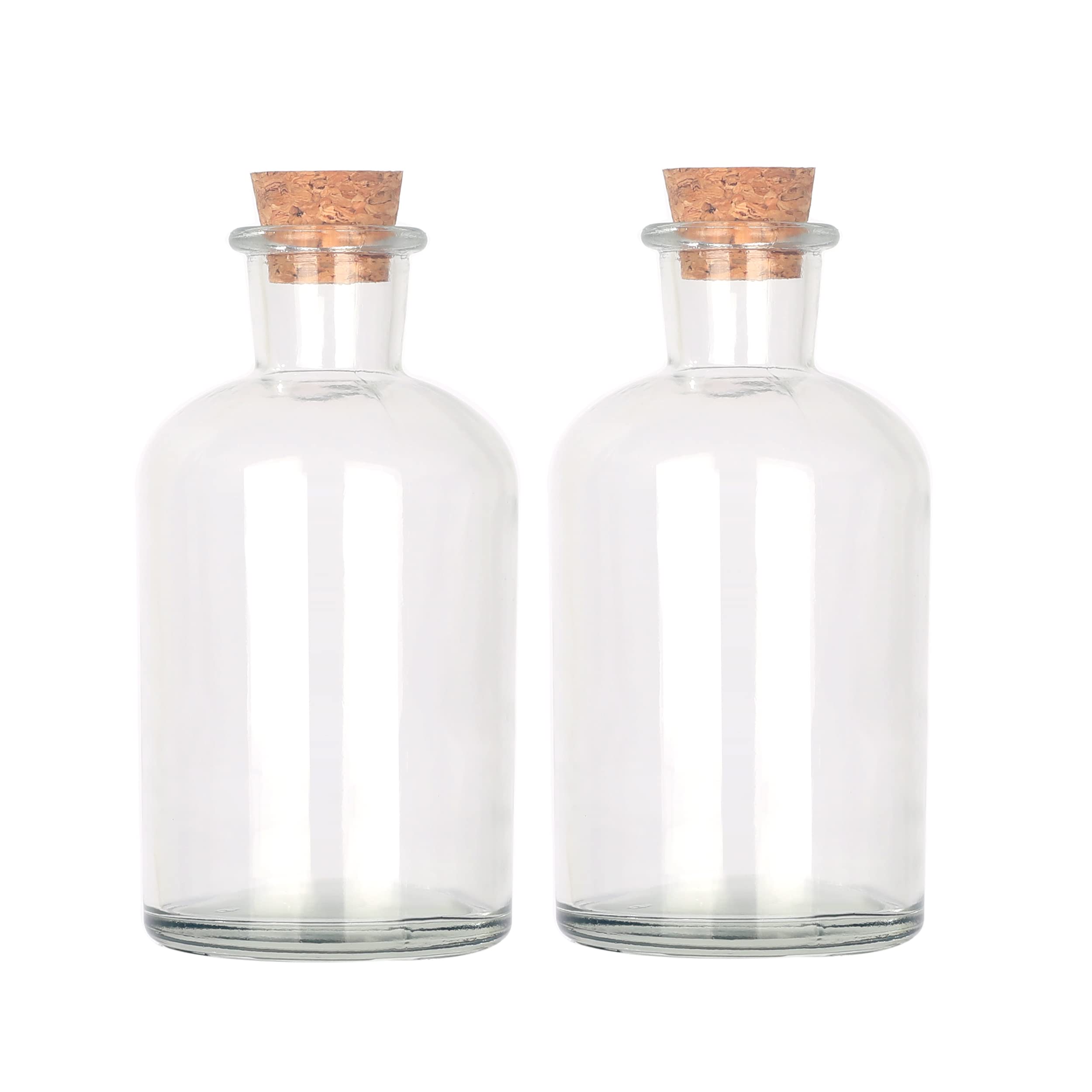 Photo 1 of Magic Season Decorative Glass Bottles with Cork Stoppers (8.5 fl oz. Round Bottles / 2 Pcs)