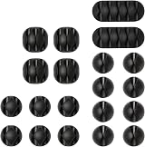 URAQT Cable Clips Holders 20 Pcs 4 Sizes Desk Cable Management Black