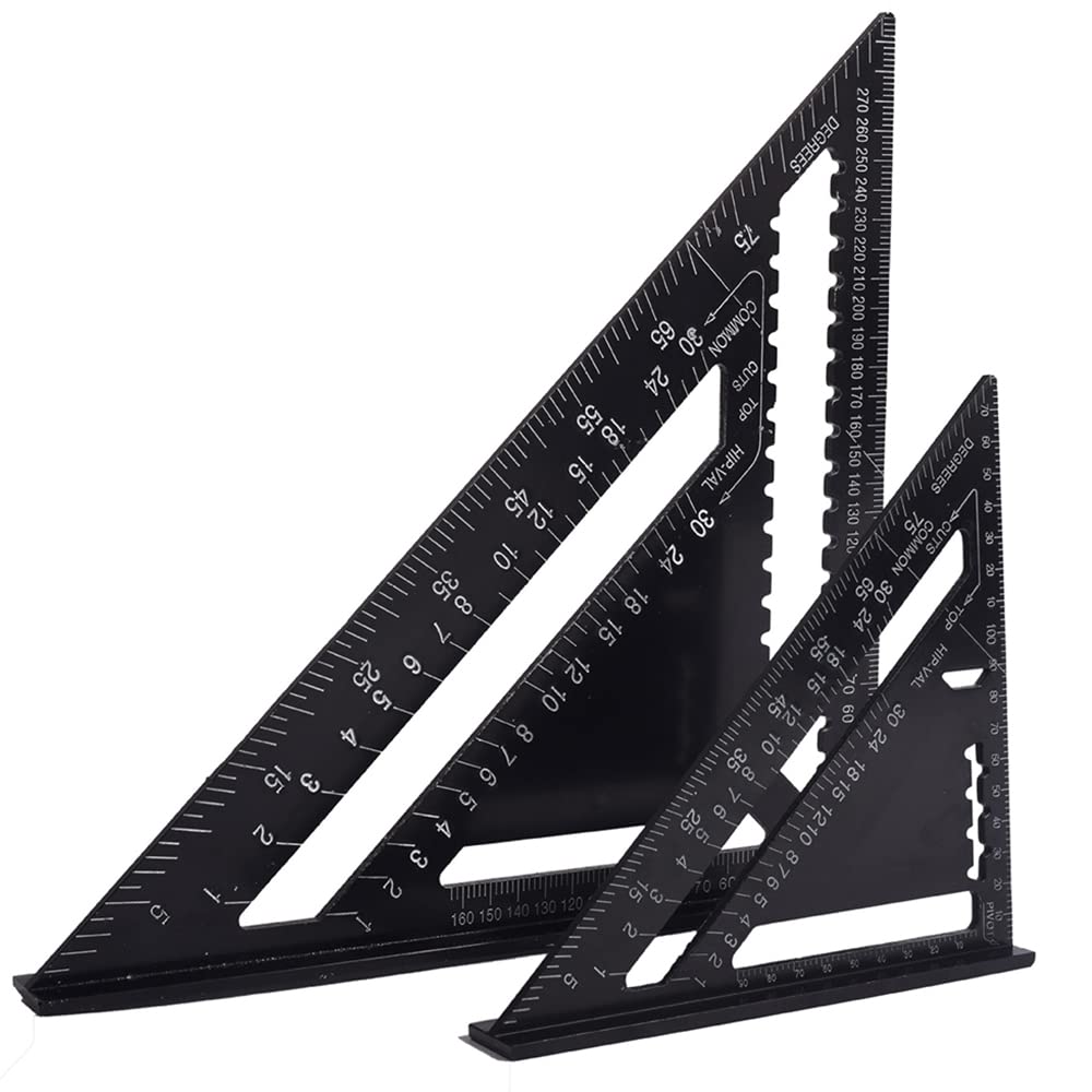 ASNOMY Triangle Ruler, Black High Precision Aluminum Alloy Square Protractor, Layout Measuring Tool for Engineer Carpenter (Metric)