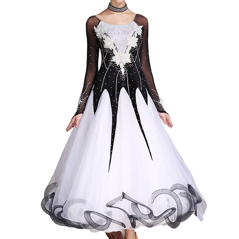 中古 社交ダンス レディース ダンスウェア レースワンピース ロングワンピース モダンドレス おしゃれ Small ダークグリーン Small ダークグリーン B07h3r5z8c ワンピース発表会用演出服 ダンス衣装 競技 ラテンドレス 社交ダンスドレス 長袖ワンピース 適当な価格