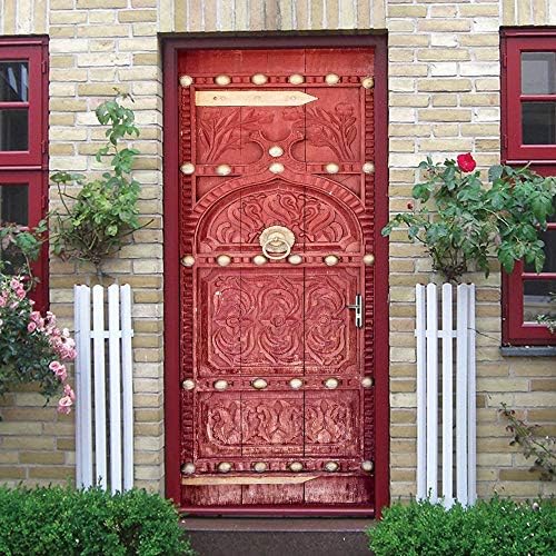 hsowe Medieval Vintage Door Sticker Self-Adhesive Furniture Wall Sticker Bedroom Cabinet Pvc Wallpaper Poster, Vintage