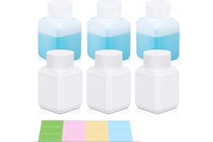 UMETASS 1oz Leak Proof Plastic Bottles with Caps, Laboratory Reagent Bottle, Reusable Small Pill Storage Containers for Travel, Classrooms, Home (3 pack white, 3 pack translucent)
