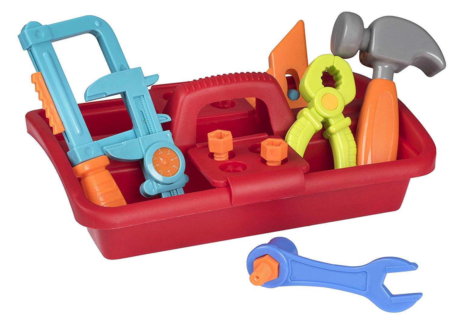 Playkidiz Kids Tool Set - 23 Piece Tool Box Set: Great Construction Toy Tools for Kids, Assortment of Different, Nails, Screws & a Storage Caddy