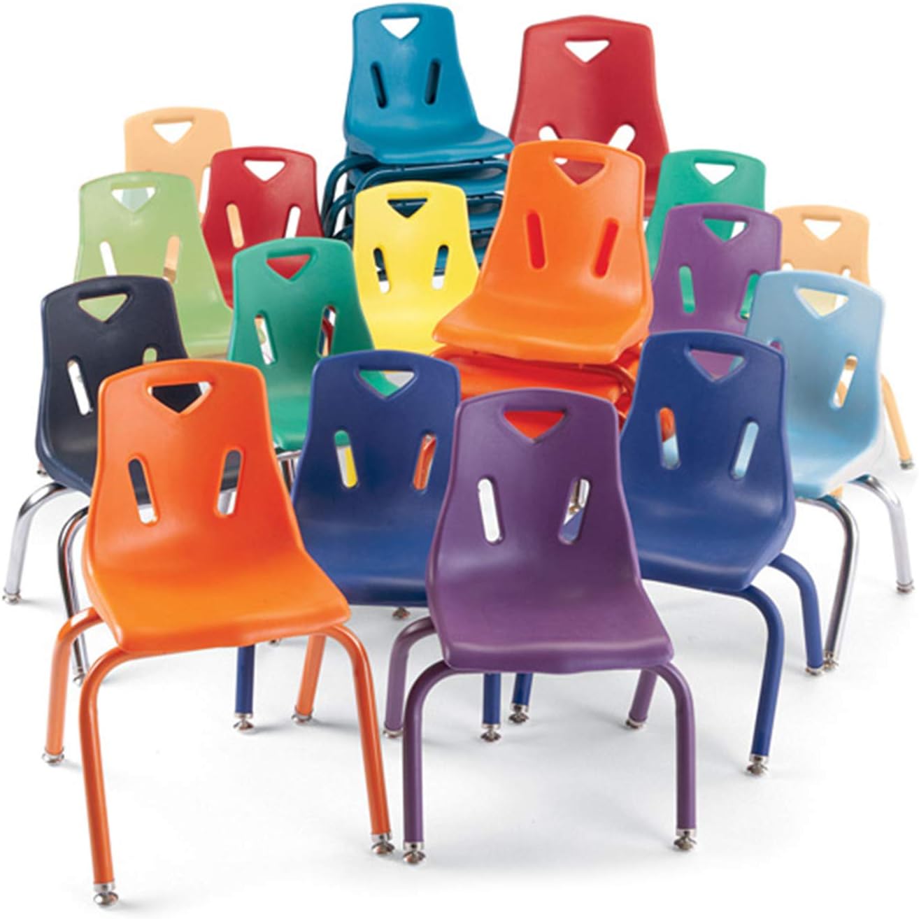 Jonti-Craft 8140JC6003 Berries Stacking Chairs with Chrome-Plated Legs, 10" Height, Blue, Pack of 6: Industrial & Scientific