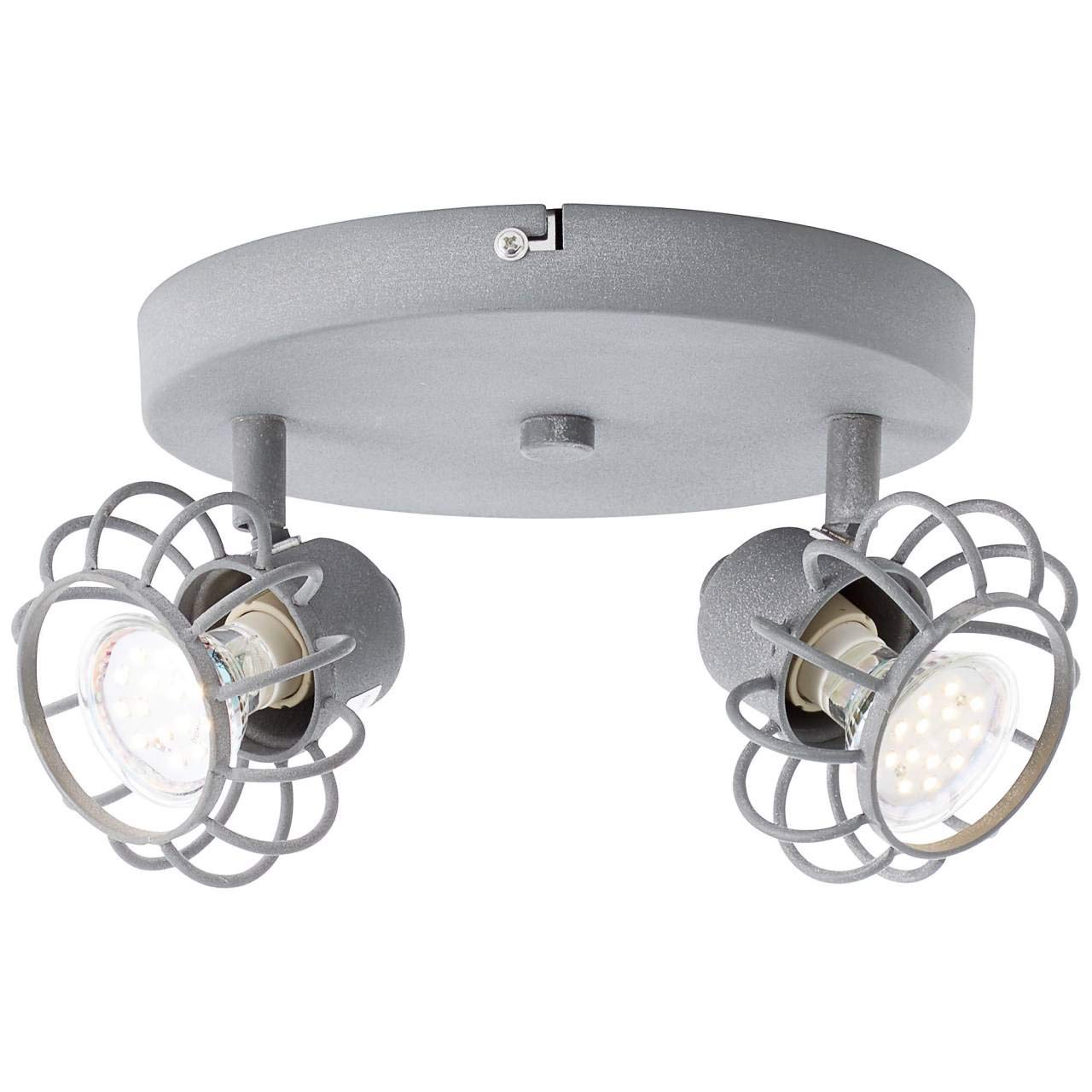 Brilliant Fabi 2-Bulb 25 W Round Spotlight Concrete Grey