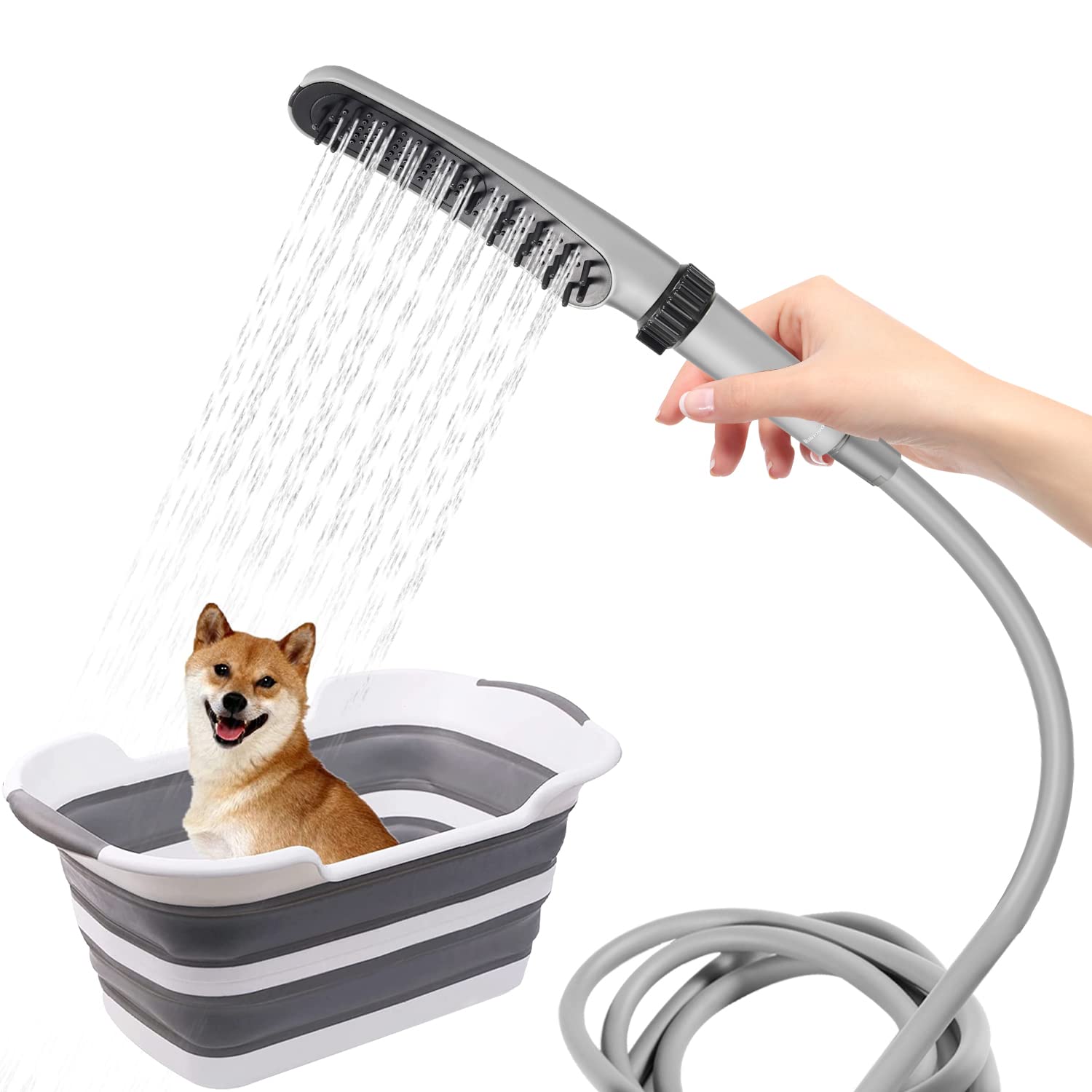 ALFEKARE Dog Shower Attachment - 4 Mode Pet Bath Sprayer For Tub Spout & Bathtub
