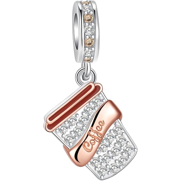 จี้รูปถ้วยกาแฟ LaBenie - ทำจากโลหะผสม เหมาะสำหรับสร้อยข้อมือ/สร้อยคอ Pandora และแบรนด์อื่นๆ ที่คล้ายกัน