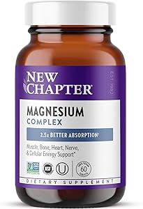 New Chapter Magnesium Complex Supplement, 325mg with Magnesium Glycinate + Sea-Sourced + Fermented Forms for Heart, Bone, Ner