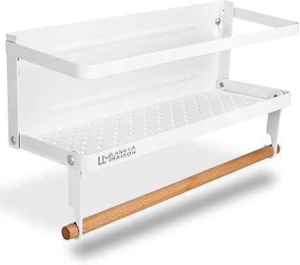 Amazon マグネット式スパイスラックと冷蔵庫オーガナイザー ペーパータオルホルダー 冷蔵庫の横用棚 キッチンタオルを保持 吊り下げスパイスラックマウント 大きな強力なマグネットとフック付き La キッチンペーパーホルダー 通販