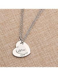 Set de collares de 3 unidades, con dijes de corazones e inscripciones "Big Sis", "Middle Sis" y "Little Sis".