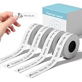 Compatible with SUPVAN E10 E11 E12 Bluetooth Label Maker Tape,White,4 Rolls | 15mm &times; 6m,Continuous Laminated Thermal Label Tape Refill, Cannot be used on Katasymbol app, please use SUPRINT app
