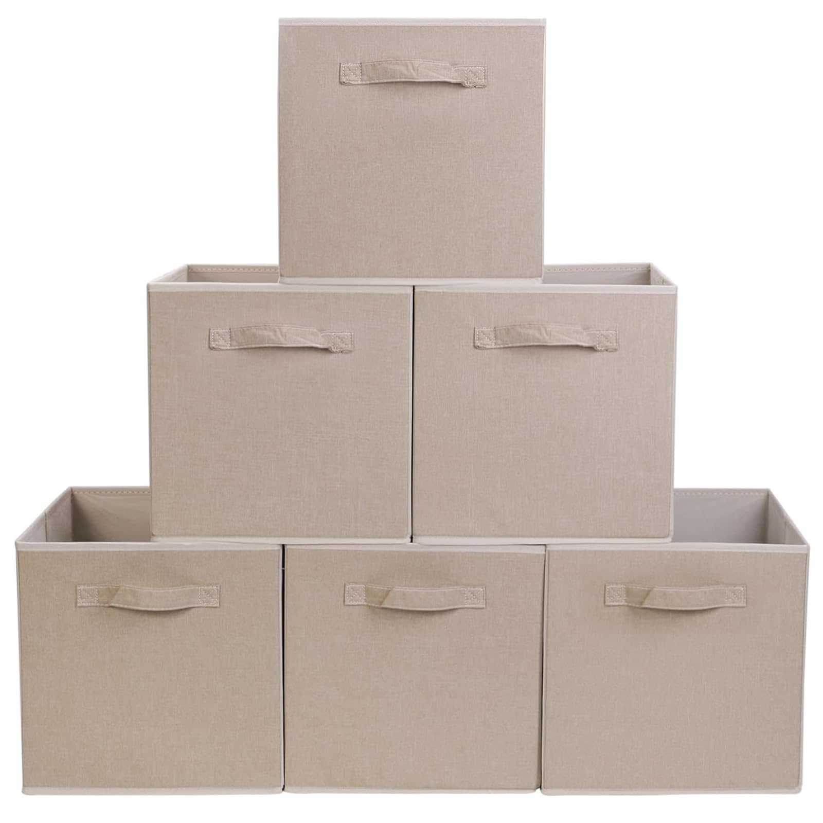 JAKAGO Foldable Storage Boxes Set of 6,Large Cloth Drawer Organizer Fabric Storage Cubes 30 x 30 x 30 cm for Cube Storage Unit Home Office Nursery Organiser (Beige)