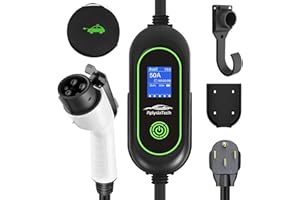 AplysiaTech Level 2 Fast EV Charger, 240V, 50Amp, 12KW Adjustable Current & Schedule Charging,Wall Mount Electric Vehicle Charging Station,SAE J1772 Charger, NEMA14-50P with 25ft Premium Cable.