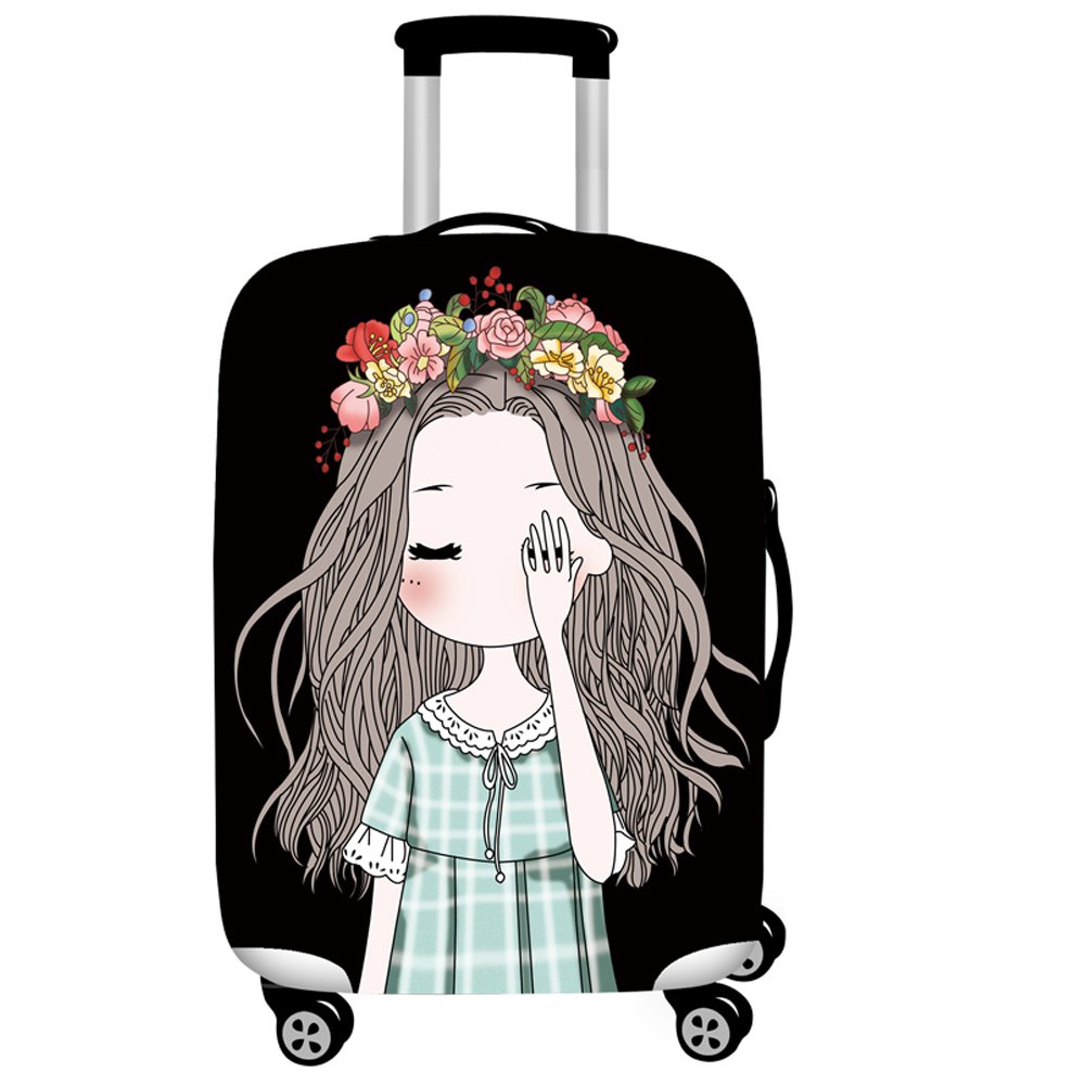 YEKEYI Luggage Protector Case Washable Travel Luggage Cover Cute Girl Suitcase Protector Fits 18-32 Inch