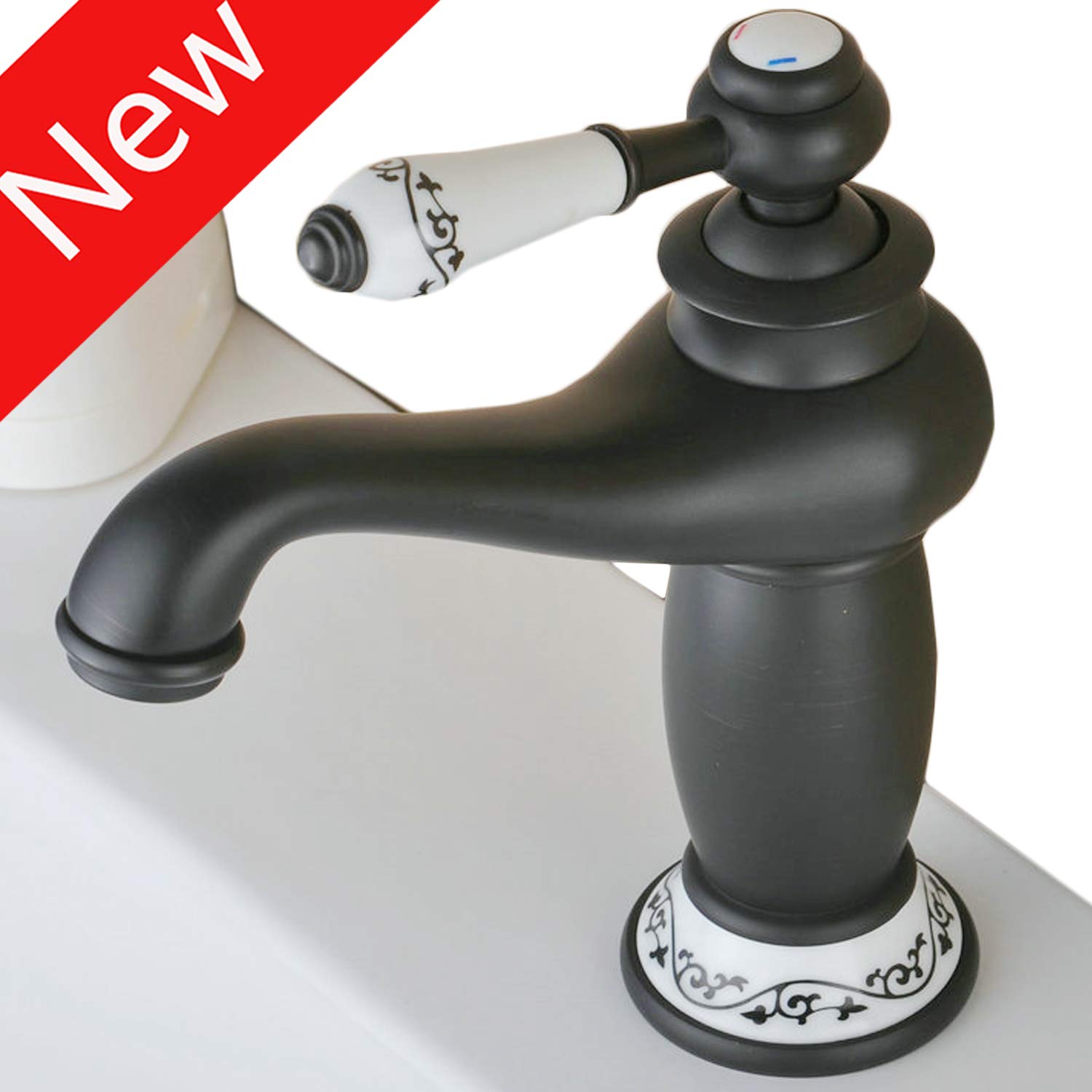 Latón antiguo Grifo mezclador monomando para lavabo o lavabo,Vintage